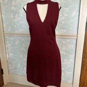 Adelyn Rae Wine Red Mock Neck Sleeveless Mini Dress